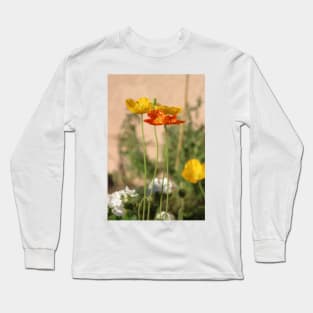 Rust Orange and Butter Yellow Poppies Long Sleeve T-Shirt